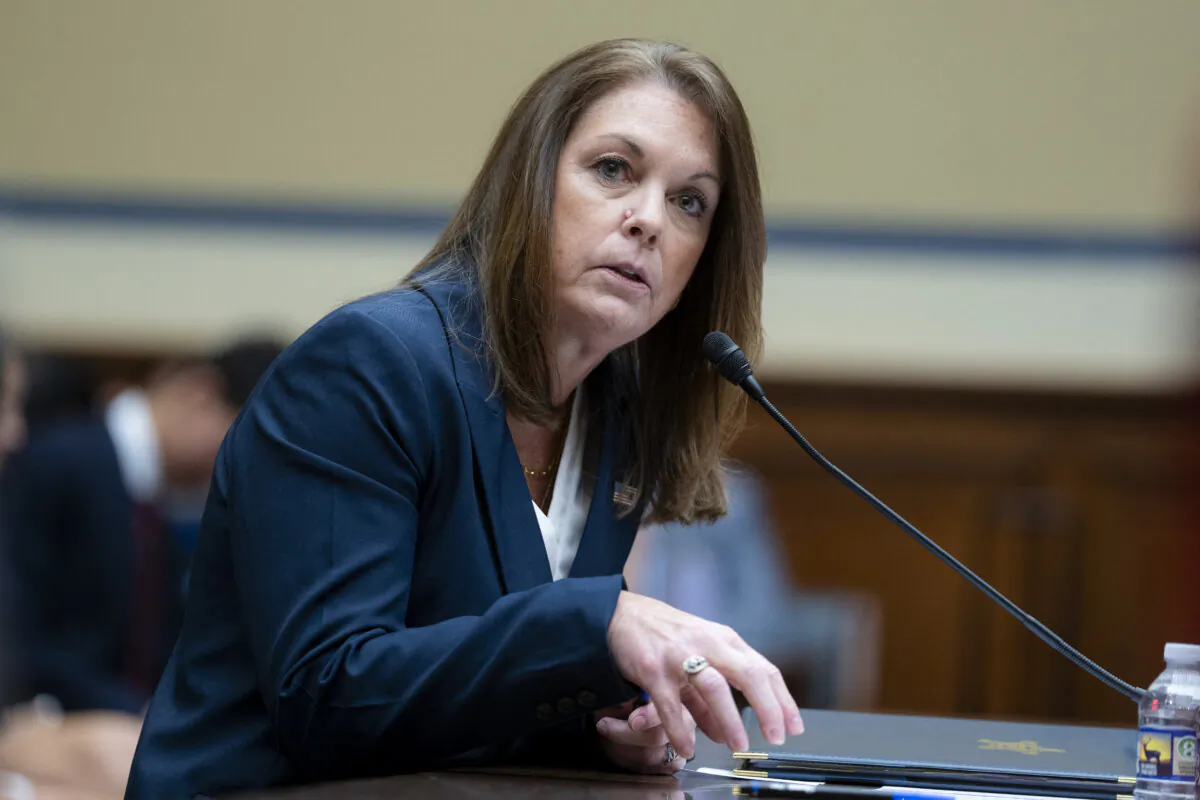 Secret Service Director Kimberly Cheatle testifies during a House Oversight Committee hearing examining potential security failures surrounding the attempted assassination on former President Donald Trump, on Capitol Hill in Washington, on July 22, 2024. (Chris Kleponis/AFP via Getty Images)
