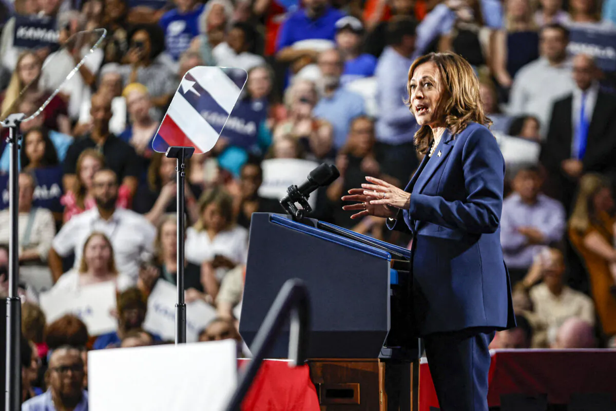 Vice President Kamala Harris speaks to supporters during a campaign rally at West Allis Central High School in West Allis, Wis., on July 23, 2024. (Kamil Krzaczynski/AFP via Getty Images/Getty Images)