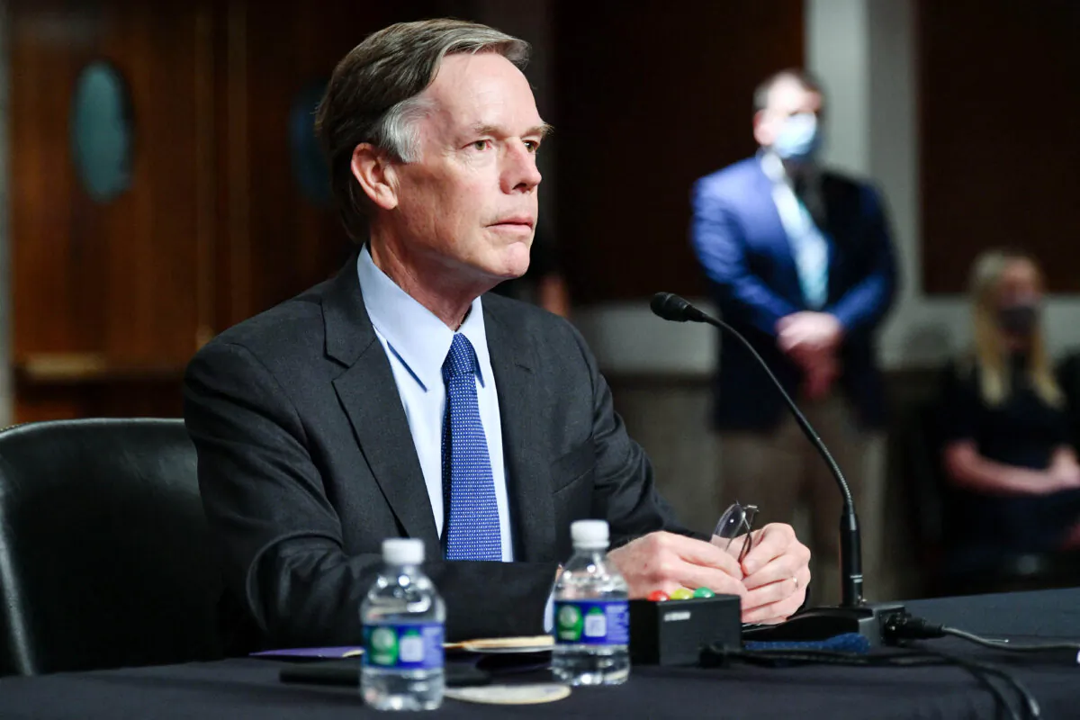 Nicholas Burns testifies before the Senate Foreign Relations Committee confirmation hearing on his nomination to be ambassador to China, on Capitol Hill in Washington on Oct. 20, 2021. (Mandel Ngan/ AFP via Getty Images)