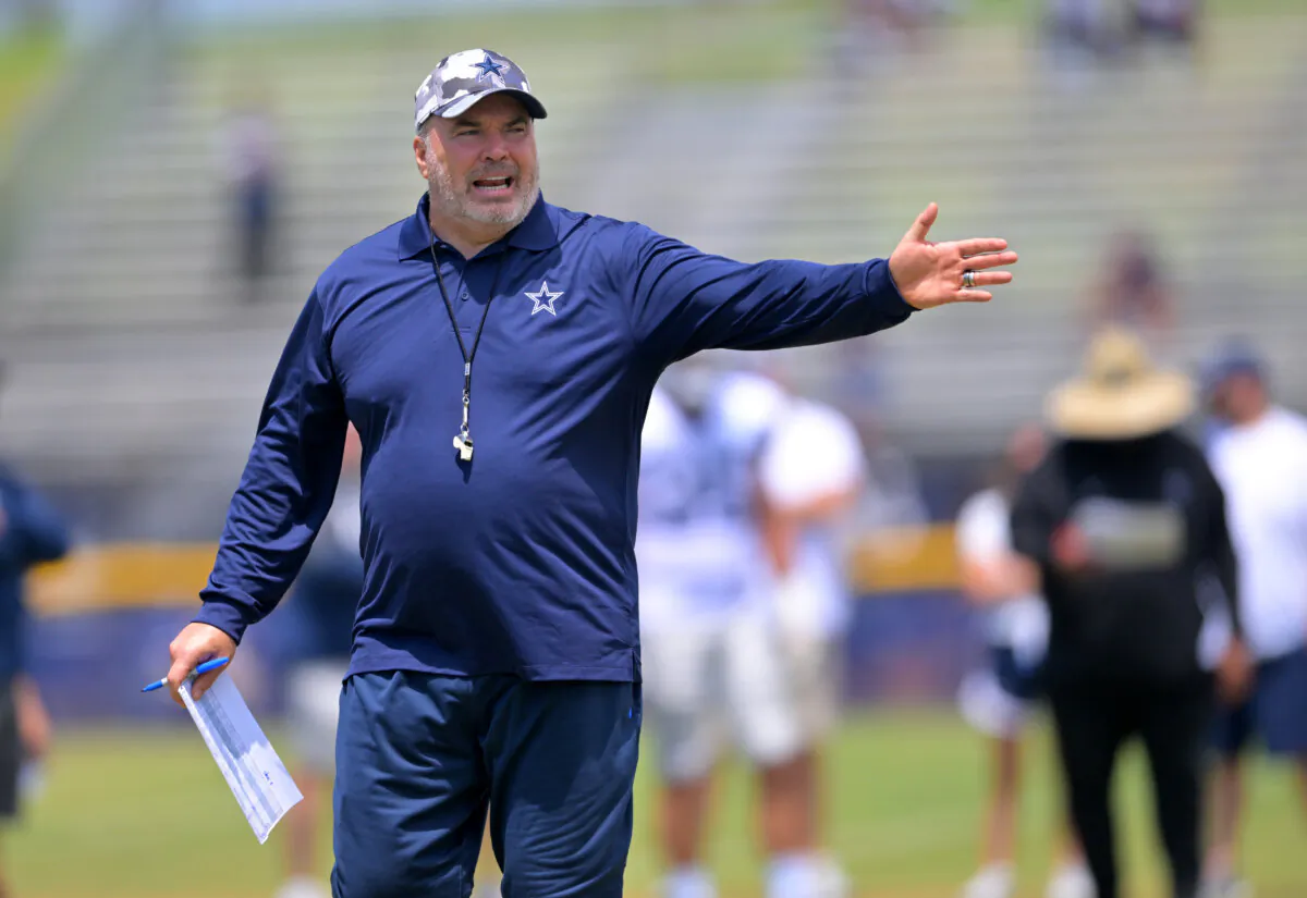 Head coach Mike McCarthy of the Dallas Cowboys watches during training camp drills at River Ridge Fields on  in Oxnard, California., August 1, 2022. (Jayne Kamin-Oncea/Getty Images)