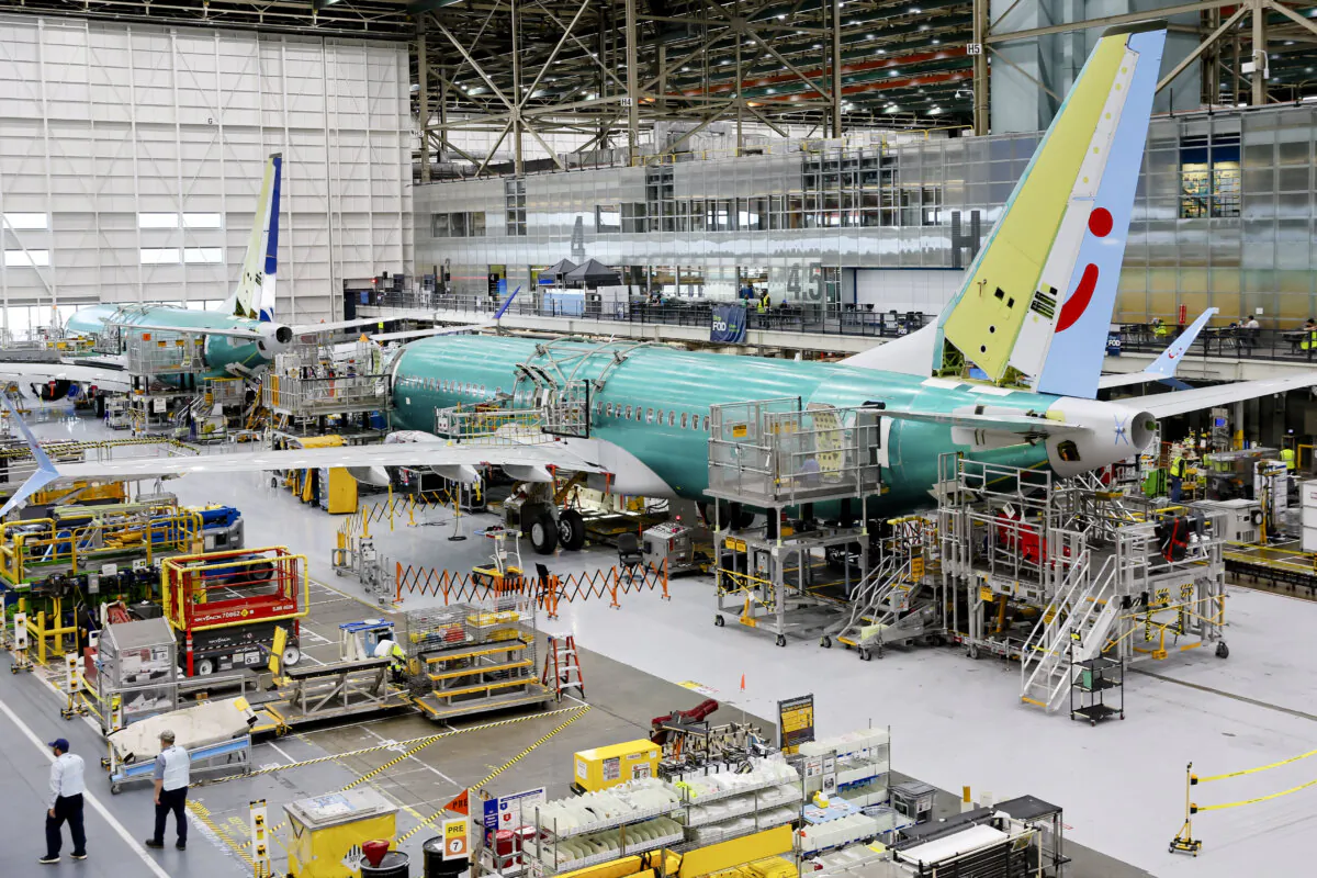 Boeing 737 Max aircraft are assembled at the Boeing Renton Factory in Renton, Wash., on June 25, 2024. (Jennifer Buchanan/AFP via Getty Images)