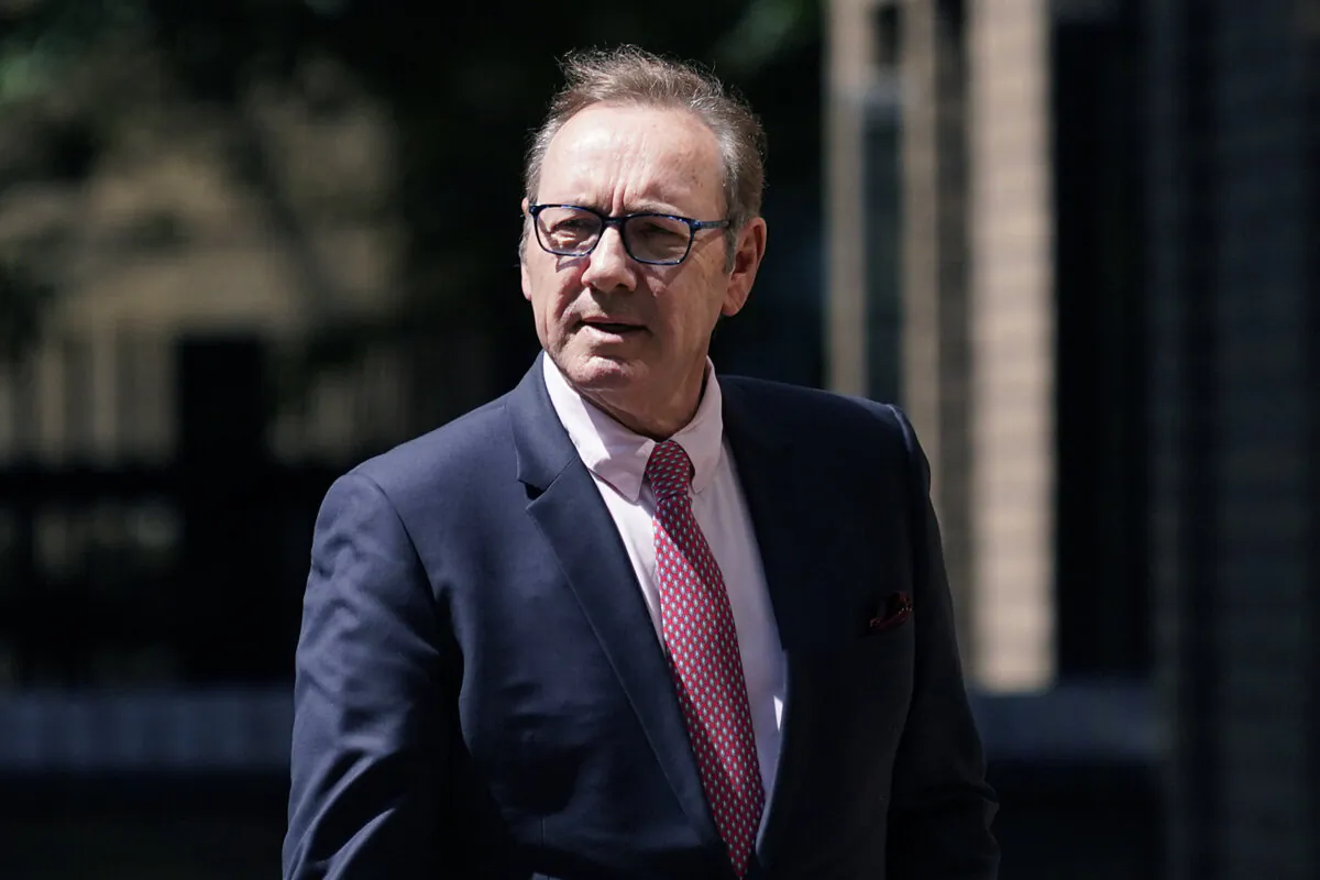 Actor Kevin Spacey walks outside Southwark Crown Court in London, July 26, 2023. Spacey’s $5.6 million waterfront condominium in Baltimore sold at auction on Thursday, July 25, 2024. (AP Photo/Alberto Pezzali)