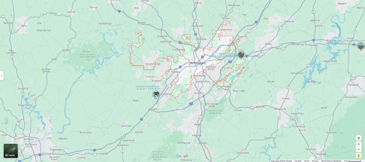 A former Alabama lawmaker was sentenced Friday to a year in federal prison for his role in a kickback scheme involving state grant funds. (screenshot via Google Map)