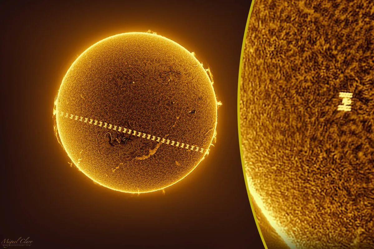 The International Space Station transiting the sun. (Courtesy of Miguel Claro)