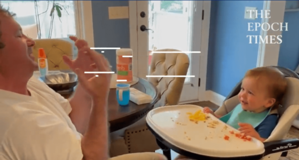 Father Pretends to Use Magic Power and Pulls Son’s Highchair Closer to Him