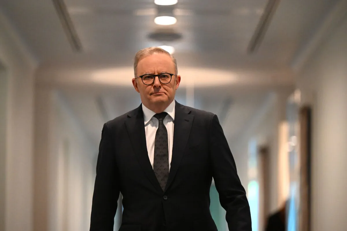 Australian Prime Minister Anthony Albanese arrives for a press conference at Parliament House in Canberra, Australia, on July 28, 2024. (AAP Image/Lukas Coch)