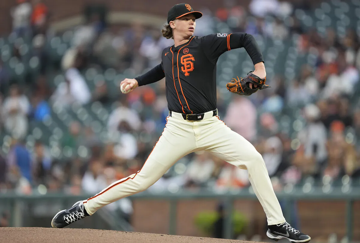 Hayden Birdsong (60) of the San Francisco Giants pitches against the Colorado Rockies in the top of the first inning of game two of a doubleheader in San Francisco on July 27, 2024. (Thearon W. Henderson/Getty Images)