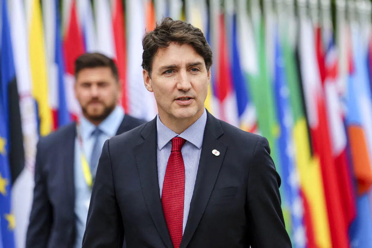 Prime Minister Justin Trudeau at the opening ceremony of the Summit on Peace in Ukraine, near Lucerne, Switzerland, on June 15, 2024. (Denis Balibouse/Pool/AFP via Getty Images)