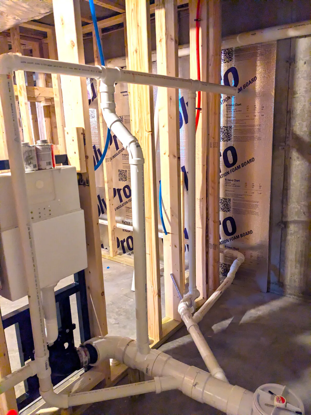 You normally never see the pipes that carry wastewater away from a bathroom. This is a rare instance of a basement bathroom where the sewer line exits the house about 7 inches above the concrete floor. (Tim Carter/Tribune Content Agency)