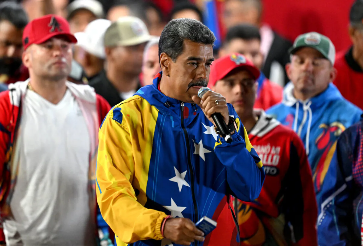 Venezuelan President and presidential candidate Nicolas Maduro delivers a speech following the presidential election results in Caracas, on July 29, 2024. (Juan Barreto/AFP via Getty Images)