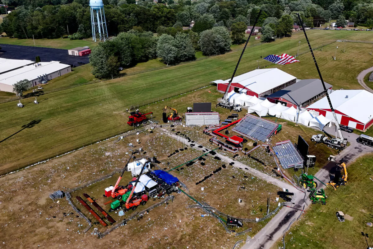 An aerial view of the Butler Farm Show, where former President Donald Trump was shot during his campaign rally on July 13, in Butler, Pa., on July 15, 2024. (Gene J. Puskar/AP Photo)