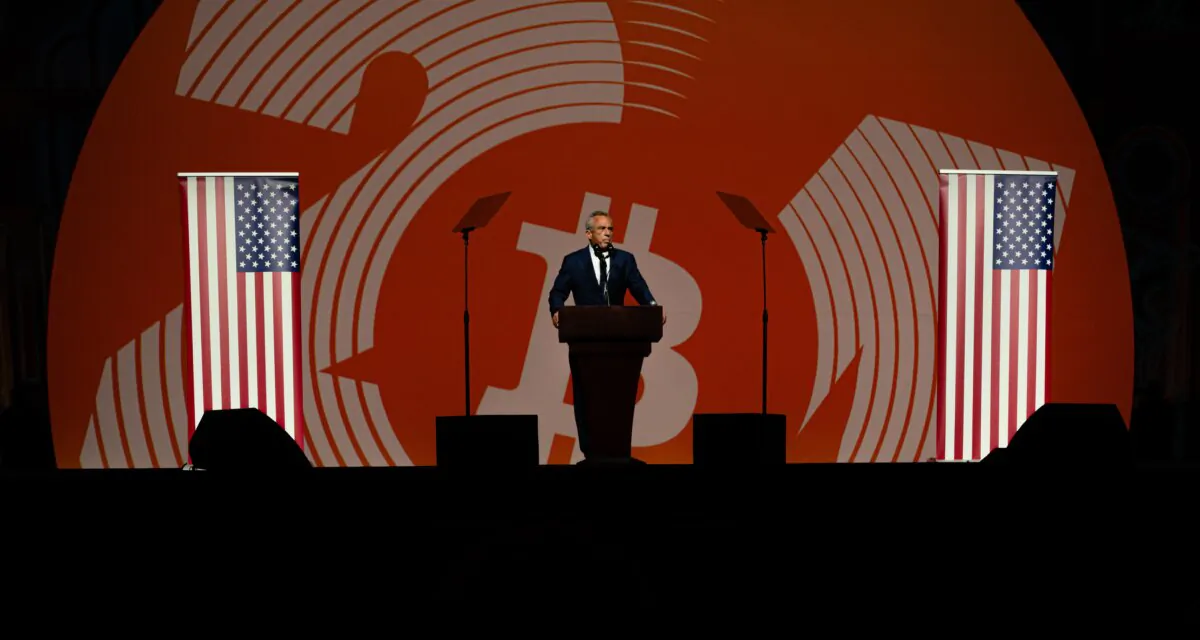 Independent Presidential candidate Robert F. Kennedy Jr. gives a keynote speech during the Bitcoin 2024 conference at Music City Center in Nashville, Tenn., on July 26, 2024. (Jon Cherry/Getty Images)