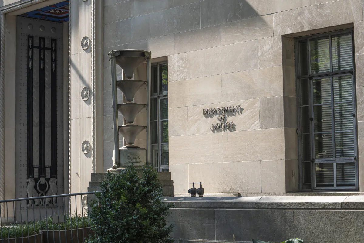 The Department of Justice in Washington on July 29, 2024. (Madalina Vasiliu/The Epoch Times)