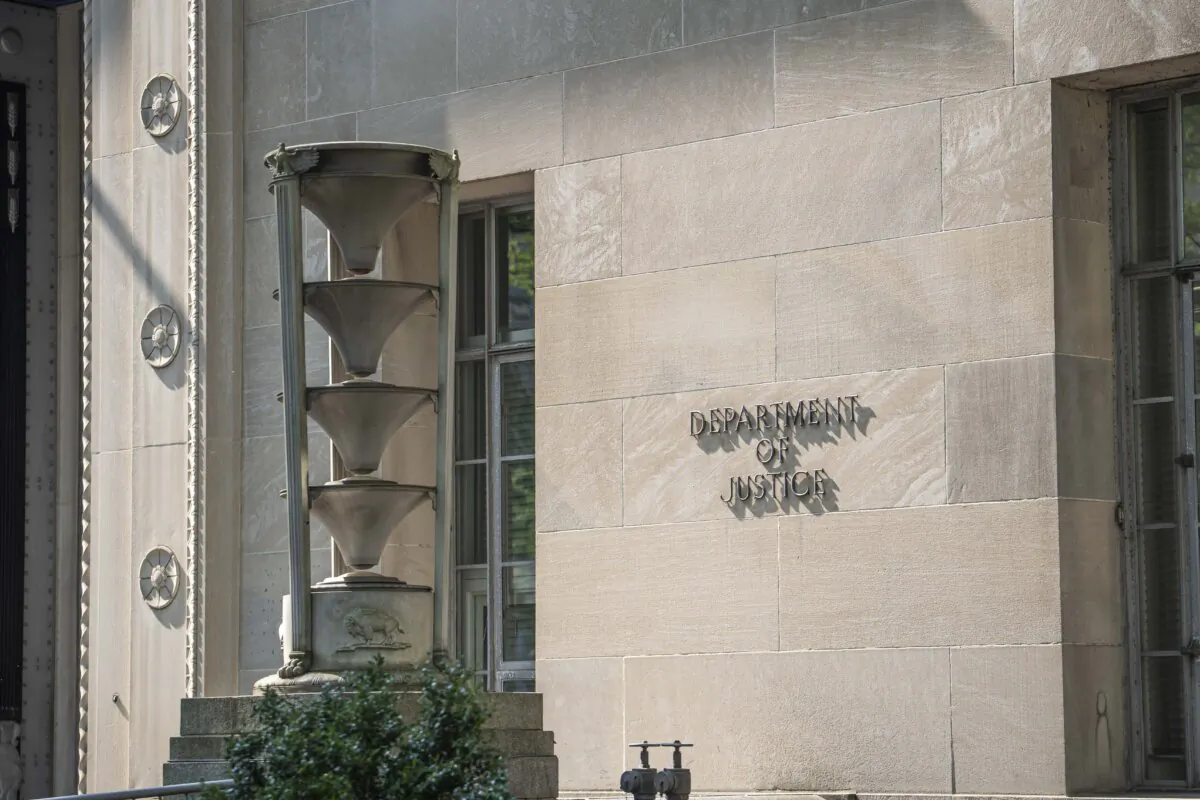The Department of Justice in Washington on July 29, 2024. (Madalina Vasiliu/The Epoch Times)