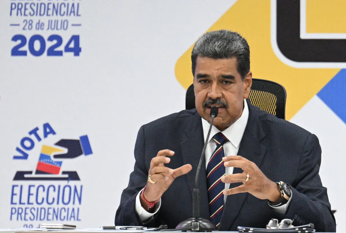 Venezuelan President Nicolas Maduro speaks during his proclamation at the CNE headquarters in Caracas on July 29, 2024. (Fedrico Parra/AFP via Getty Images)