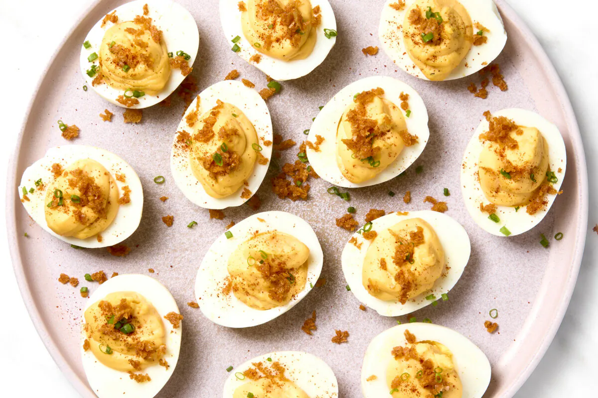 The key to the best deviled eggs? Buttery garlic breadcrumbs. (Alex Lepe/TNS)