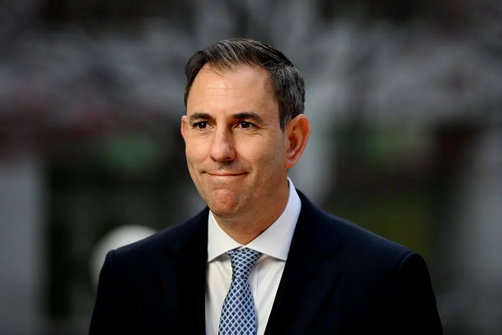 Australian Treasurer Jim Chalmers MP during post budget media interviews at Parliament House in Canberra, Australia, on May 15, 2024. (Tracey Nearmy/Getty Images)