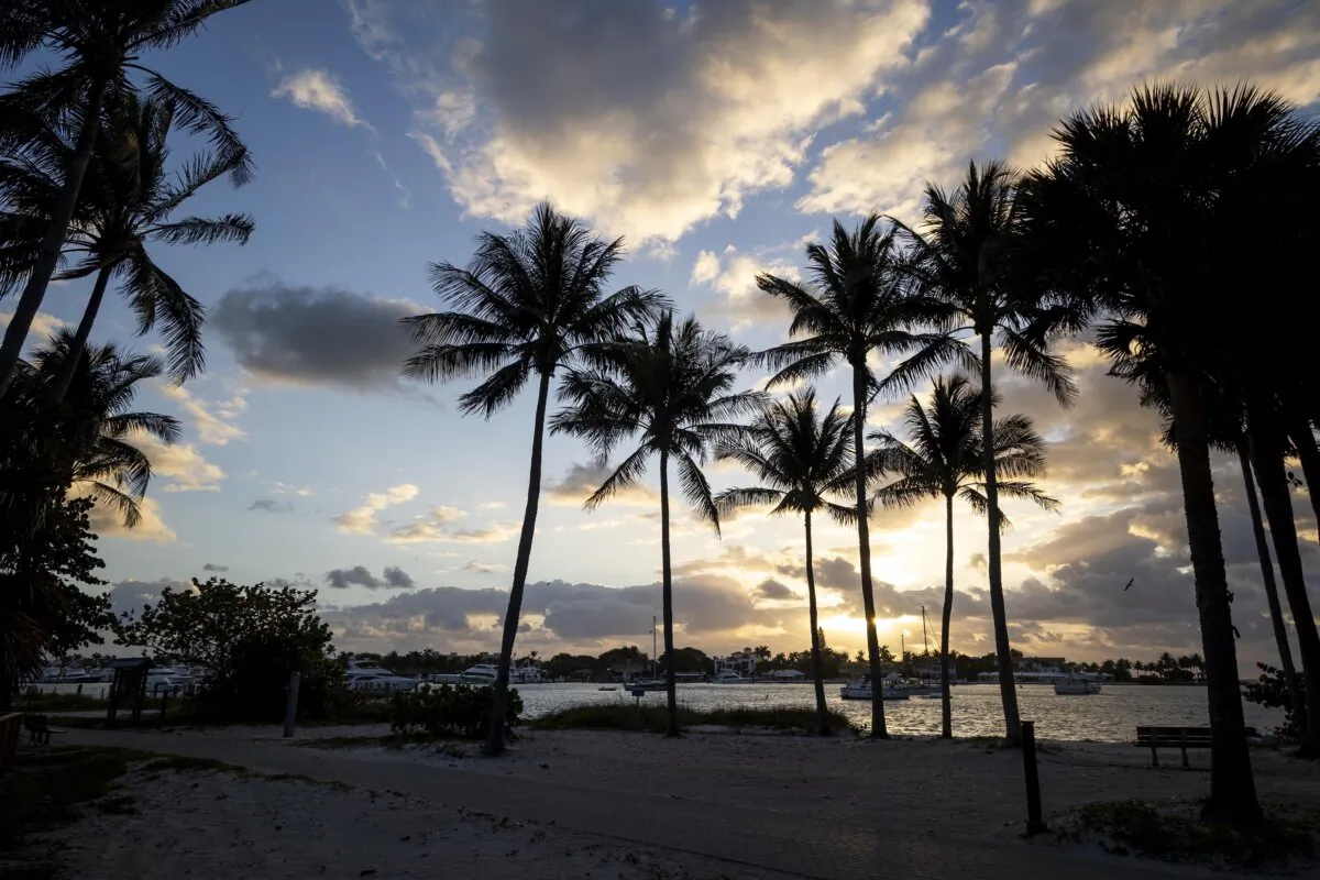 The sun rises over Peanut Island, an 80-acre piece of land in the Intracoastal Waterway near Riviera Beach, on March 25, 2024. (Patrick Connolly/Orlando Sentinel)