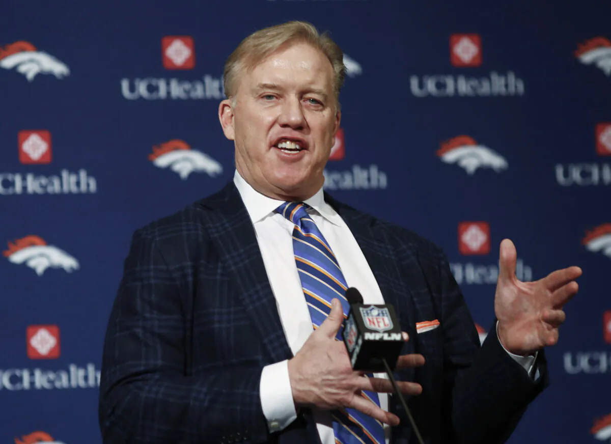 Denver Broncos general manager John Elway responds to questions after the introduction of Vance Joseph as the new head coach of the NFL football team during a news conference at the team's headquarters, in this file photo. (AP Photo/David Zalubowski)