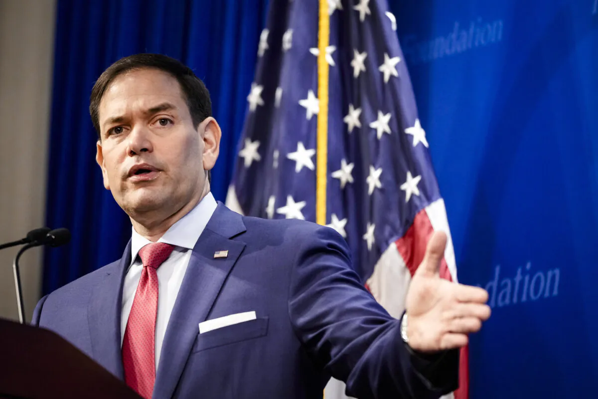 Sen. Marco Rubio (R-Fla.) speaks at the Heritage Foundation in Washington on March 29, 2022. (Drew Angerer/Getty Images)
