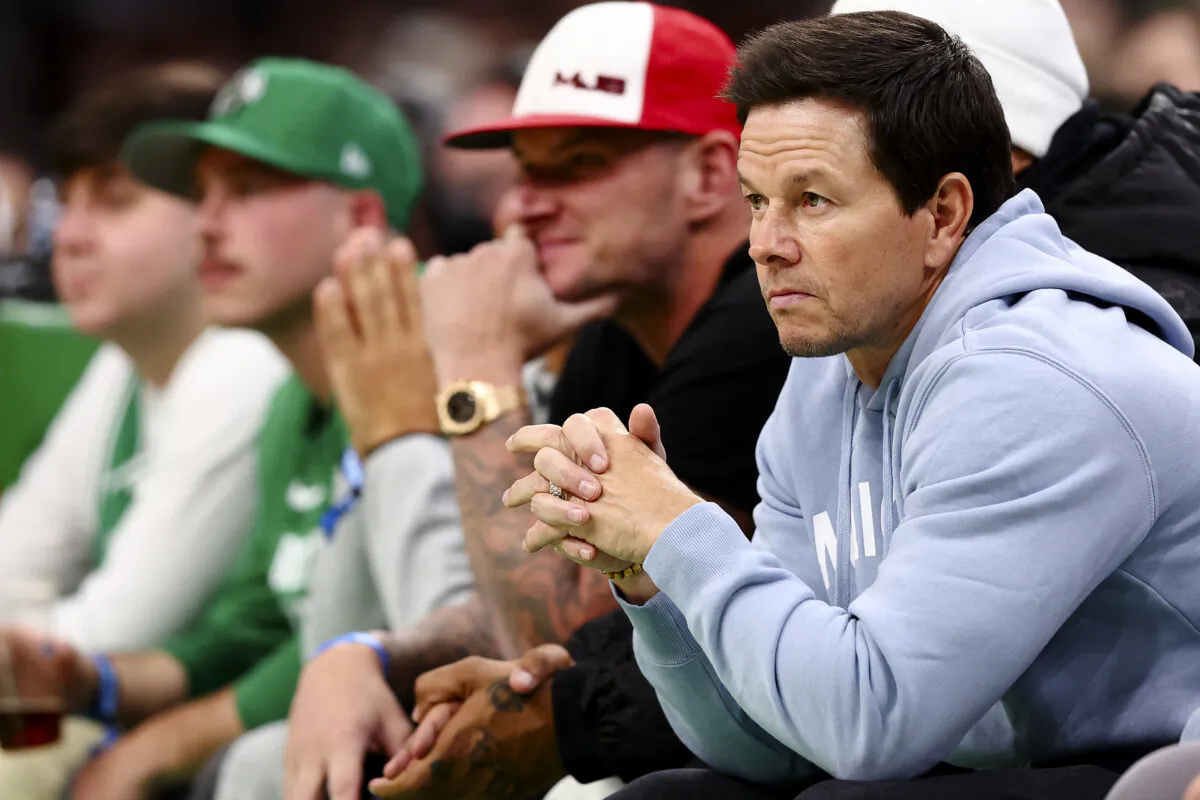 Mark Wahlberg watches from the sideline during the first quarter of the game between the Boston Celtics and the Indiana Pacers in Boston, Mass., on Nov. 1, 2023. (Maddie Meyer/Getty Images)