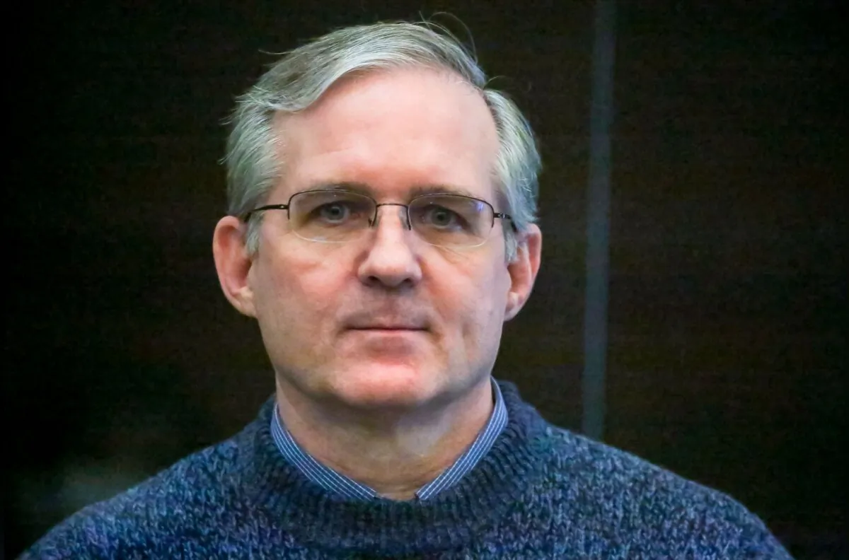 Paul Whelan, a former U.S. marine who was arrested for alleged spying, listens to the verdict in a courtroom at the Moscow City Court in Moscow on June 15, 2020. (The Canadian Press/AP-Sofia Sandurskaya, Moscow News Agency photo via AP)