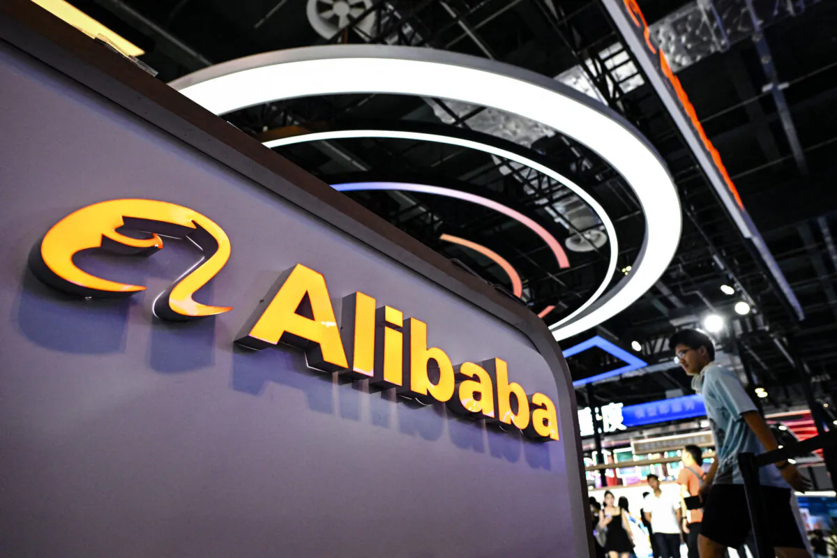 The logo of Alibaba in Shanghai on July 6, 2023. (Wang Zhao/AFP via Getty Images)