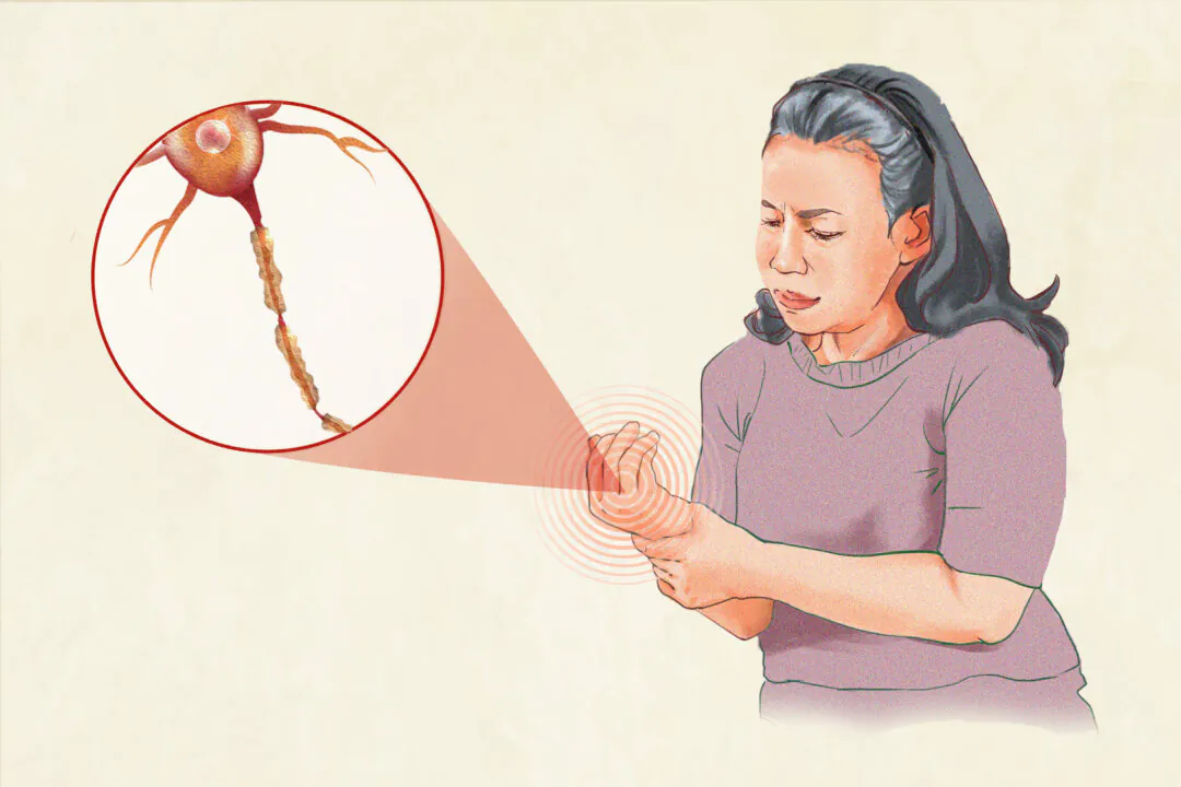Peripheral neuropathy causes pain, burning, numbness, or tingling sensations, usually in hands and feet. (Illustration by The Epoch Times, Shutterstock)