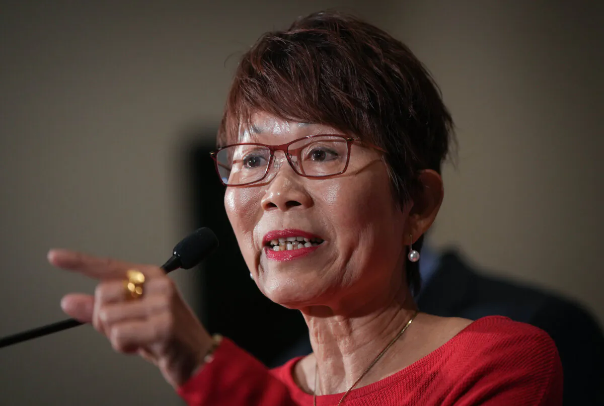 Former BC United MLA Teresa Wat speaks during a news conference after she joined the B.C. Conservative Party, in Richmond, B.C., on July 30, 2024. (The Canadian Press/Darryl Dyck)