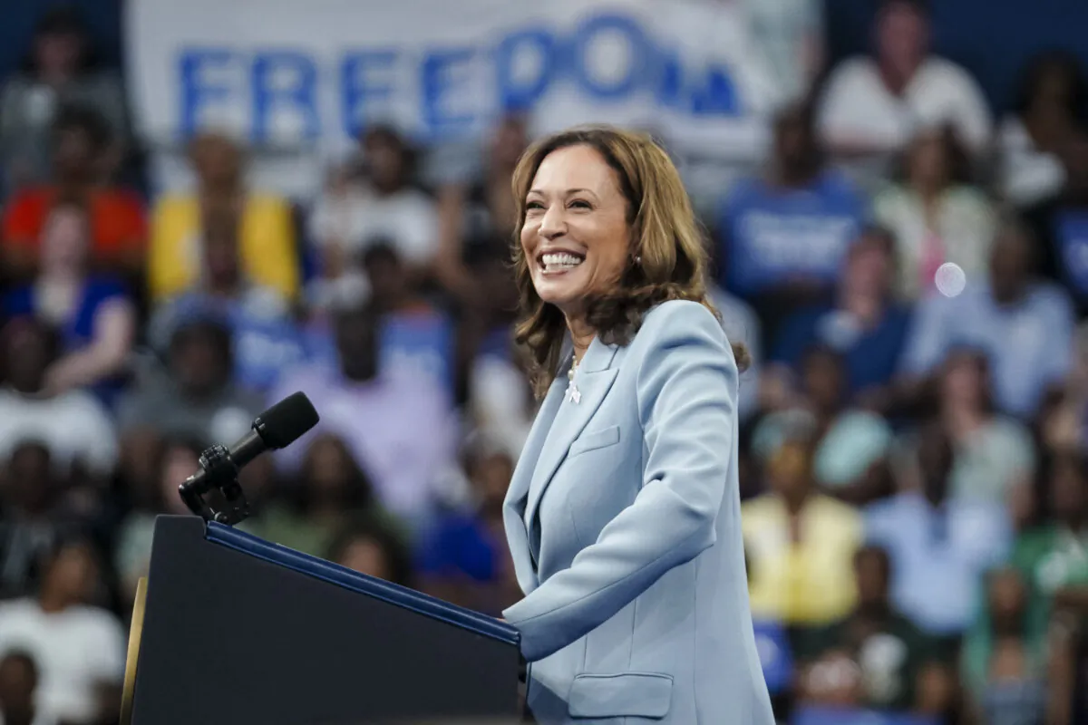 Vice President and 2024 Democratic presidential candidate Kamala Harris speaks at a campaign event in Atlanta on July 30, 2024. (Elijah Nouvelage/AFP via Getty Images)
