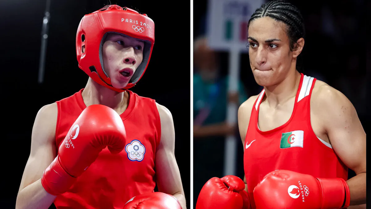 (Left) Lin Yu-ting of Team Chinese Taipei looks on prior to the women's 57kg preliminary round match at North Paris Arena in France on Aug. 2, 2024. (Right) Imane Khelif of Team Algeria heads to the ring at North Paris Arena in Paris, France, on Aug. 1, 2024. (Richard Pelham/Getty Images)
Lorenz Duchamps