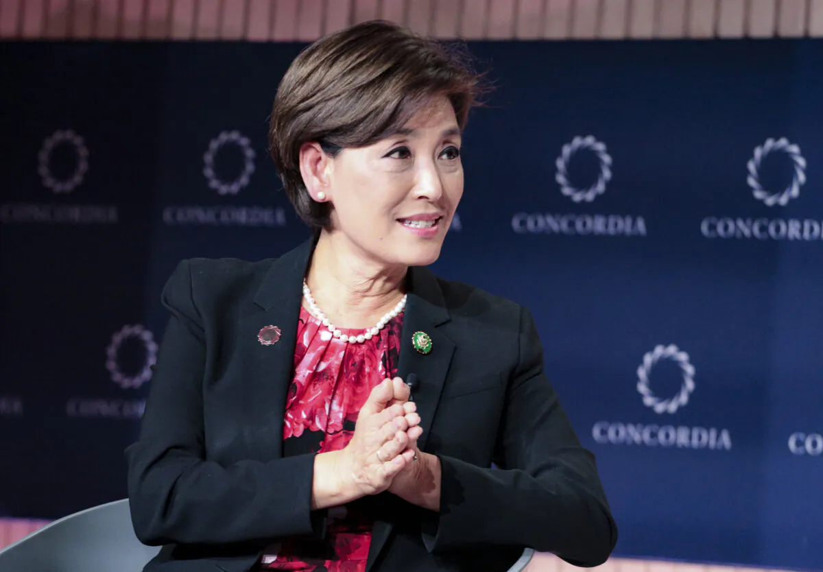 Rep. Young Kim (R-Calif.) during an interview at the Concordia Annual Summit in New York on Sept. 18, 2023. (Richard Moore/The Epoch Times)