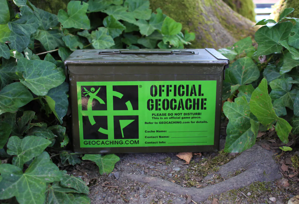 An ammo can cache container. (Courtesy of Groundspeak Inc. (dba Geocaching))