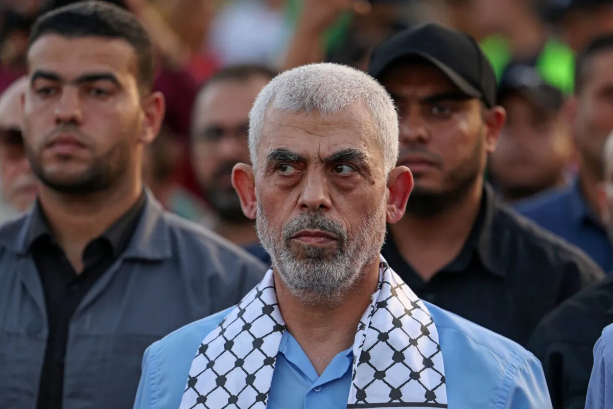 Yahya Sinwar attends a rally in Gaza City on October 1, 2022. (Mahmud Hams/AFP via Getty Images)