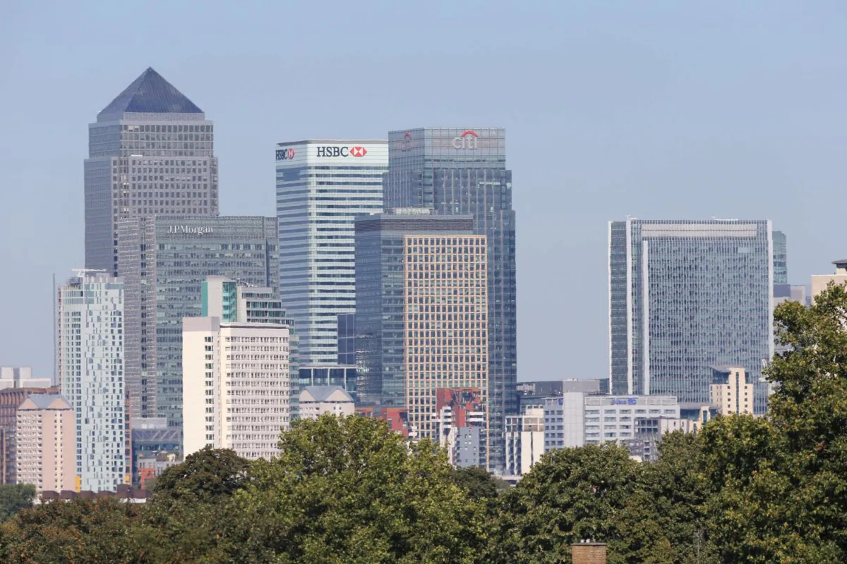 London city financial district skyline. (Jonathan Brady/PA)