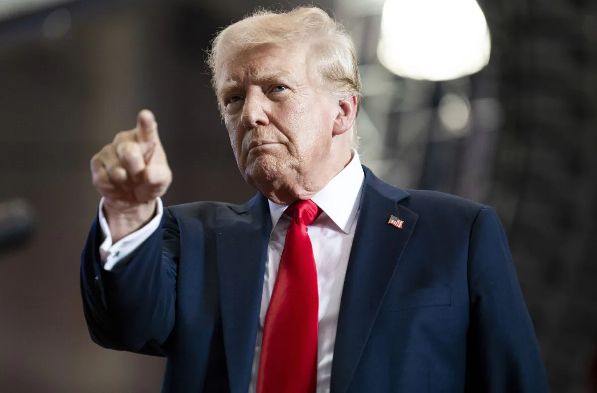 Republican Presidential nominee former President Donald Trump arrives to speak during a rally at Herb Brooks National Hockey Center in St Cloud, Minn., on July 27, 2024. (Stephen Maturen/Getty Images)