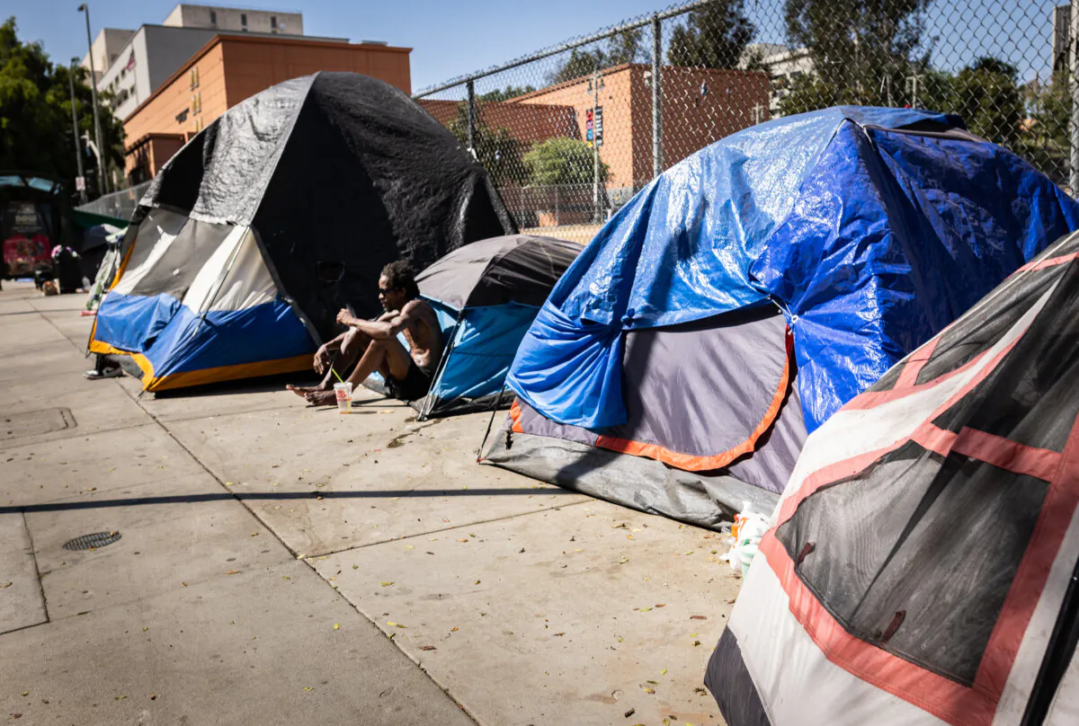 A homeless encampment in Los Angeles on Aug. 7, 2024. (John Fredricks/The Epoch Times)