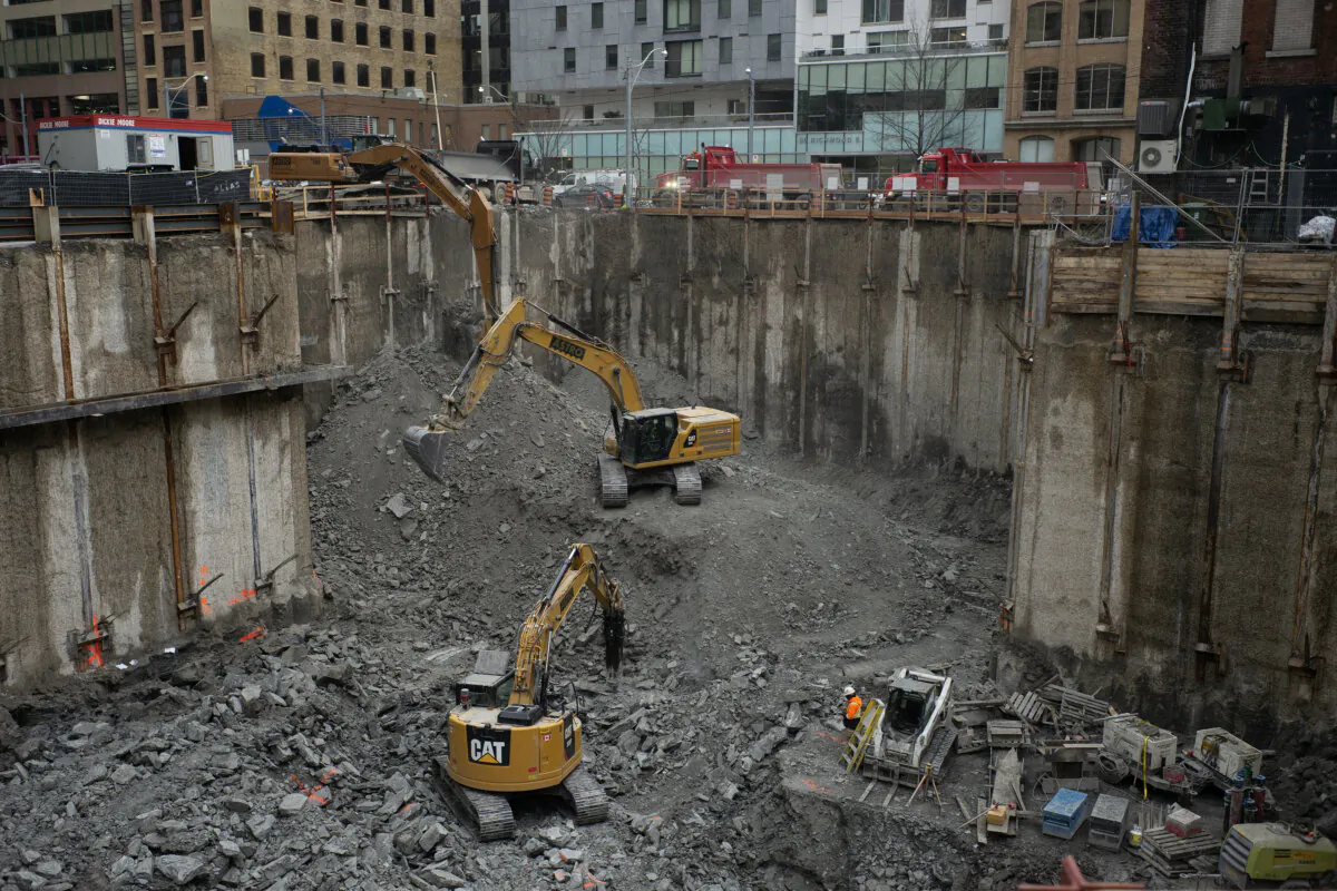 Construction is shown at the site of a new condominium project in downtown Toronto, on Jan. 24, 2023. (The Canadian Press/Graeme Roy)