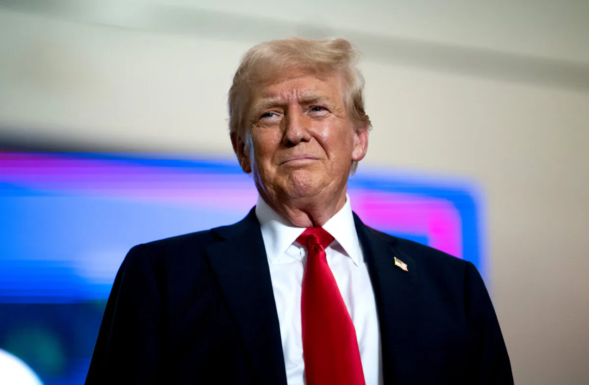 Republican Presidential nominee former president Donald Trump arrives to speak during a rally at Herb Brooks National Hockey Center on July 27, 2024, in St Cloud, Minnesota.  (Stephen Maturen/Getty Images)