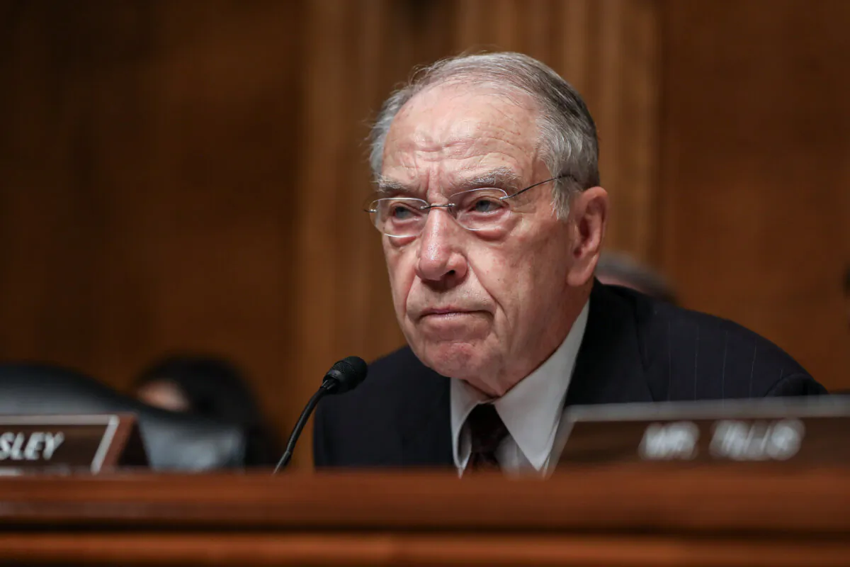 Sen. Chuck Grassley (R-Iowa) during a Senate Judiciary hearing on Capitol Hill in Washington on Oct. 22, 2019. Grassley has proposed legislation to end universal injunctions. (Charlotte Cuthbertson/The Epoch Times)