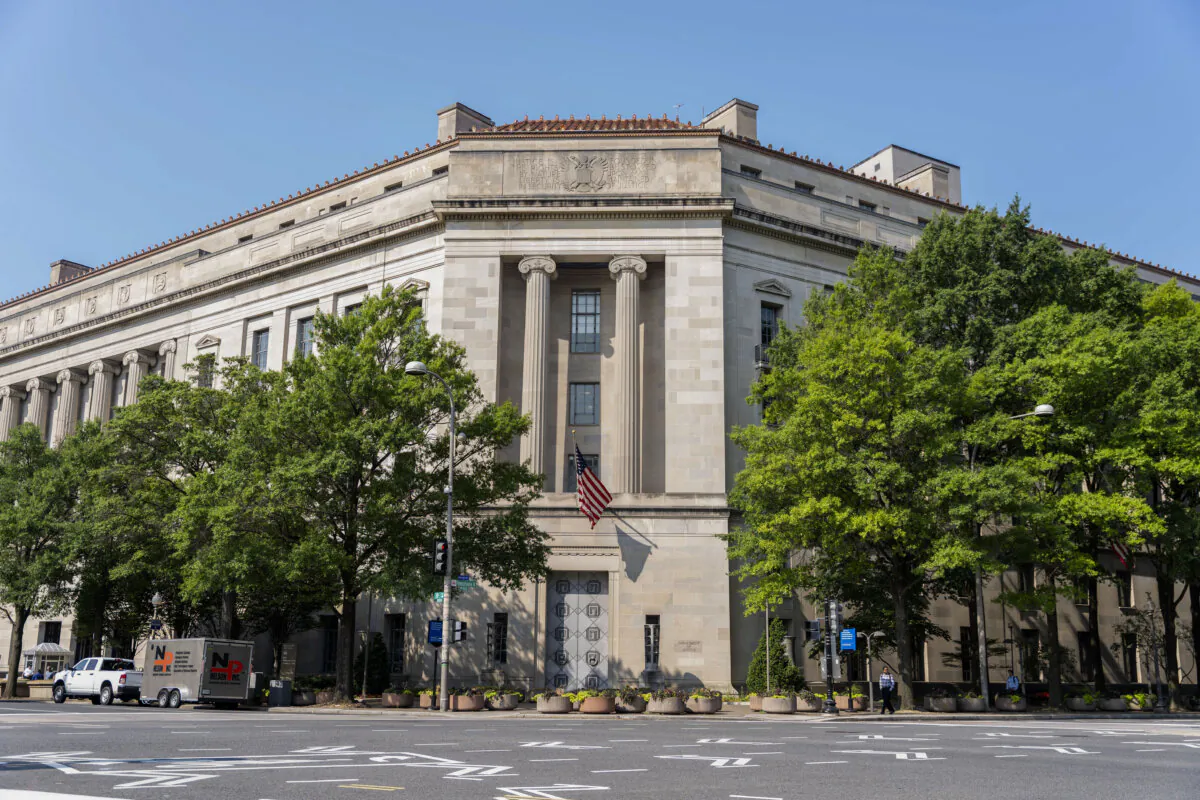 The U.S. Department of Justice in Washington on July 29, 2024. (Caroline Li/The Epoch Times)