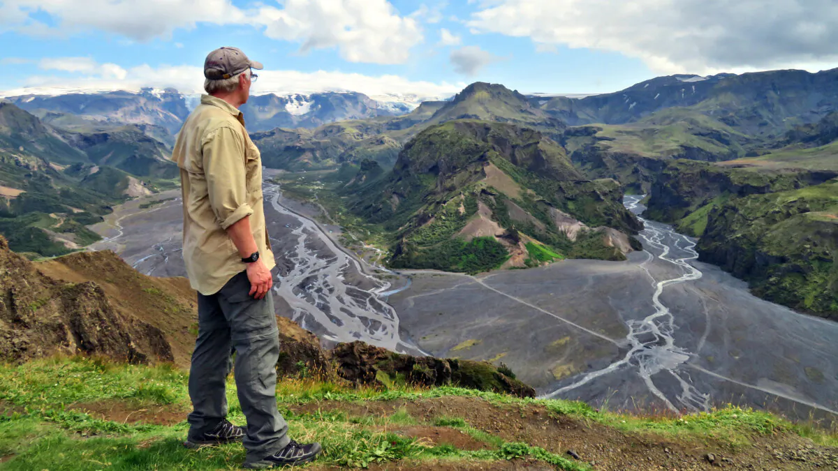 Hiking trails in Iceland’s thórsmörk region lead to scenic spots high and low. Climbing to the top of Valahnúkur offers a commanding view of the glacier-covered Katla volcano and sprawling rivers flowing to the not-too-distant sea. (Glenn Eriksen, Rick Steves' Europe)