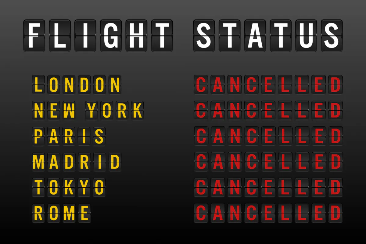 Flight status board with canceled worldwide flights. (Dreamstime/TNS)