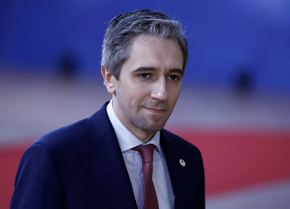 Ireland's Taoiseach Simon Harris arrives for a special European Council at the EU headquarters in Brussels on April 17, 2024. (Kenzo Tribouillard/AFP via Getty Images)