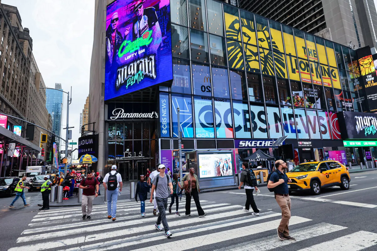 The Paramount Global headquarters is seen in Times Square, in New York, on Aug. 8, 2023. (Michael M. Santiago/Getty Images)