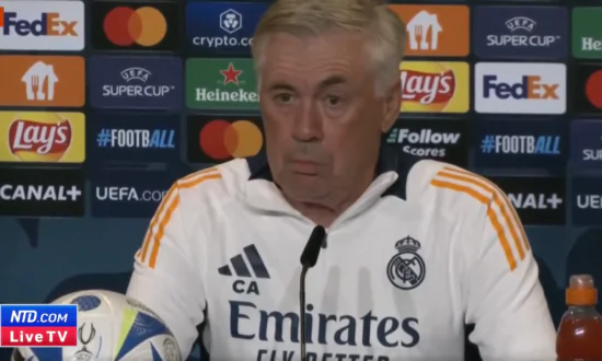 Real Madrid Soccer Coach Carlo Ancelotti Briefs Media Ahead of the UEFA Super Cup