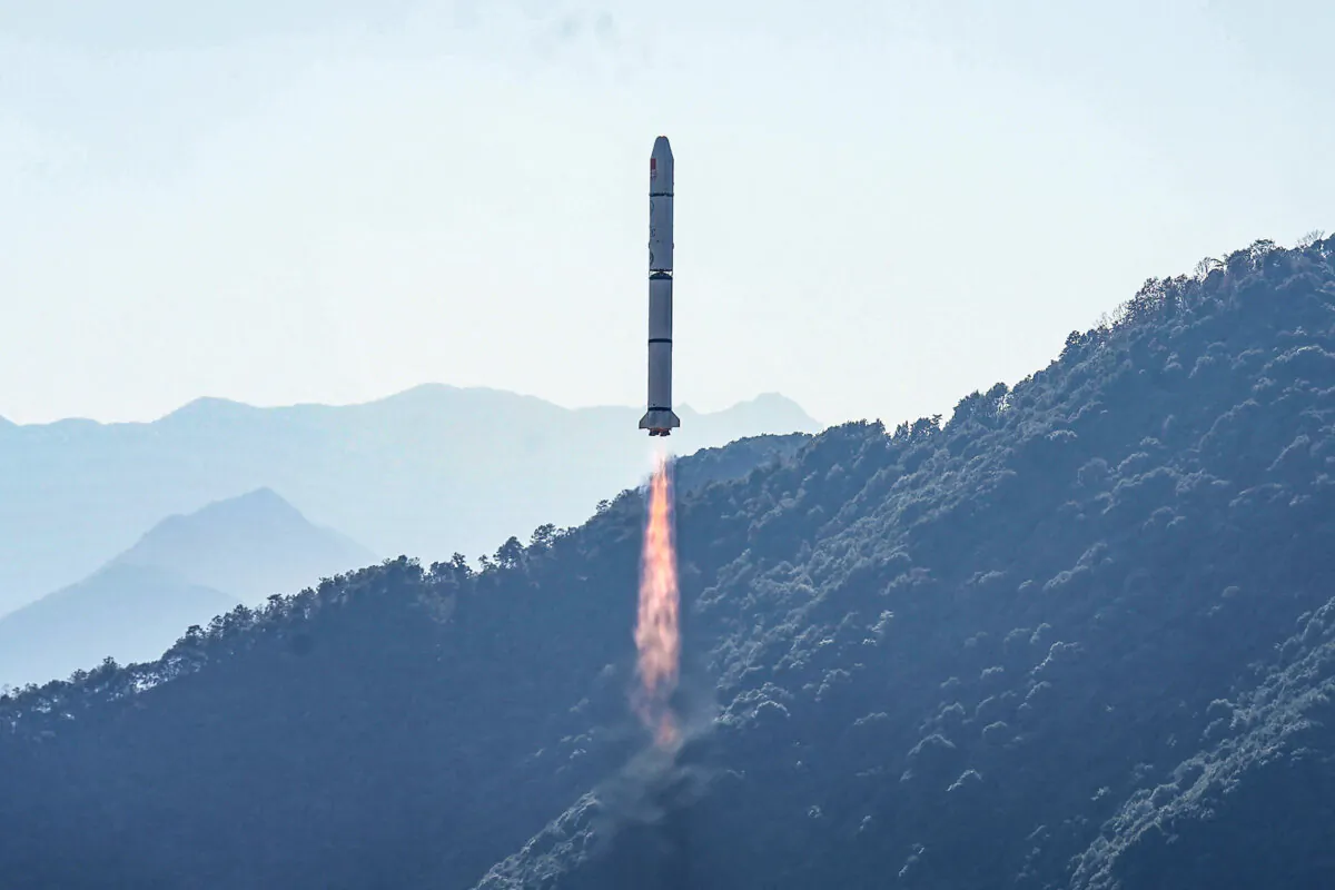 A Long March-2C rocket, carrying the Einstein Probe satellite, lifts off from the Xichang Satellite Launch Center in Xichang, in southwestern China's Sichuan province on Jan. 9, 2024. (STR/AFP via Getty Images)
