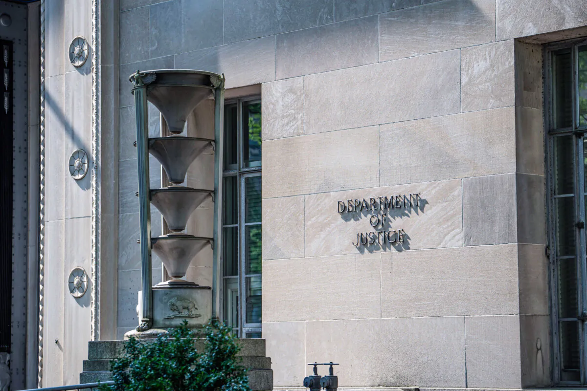 The Department of Justice in Washington on July 29, 2024. (Madalina Vasiliu/The Epoch Times)