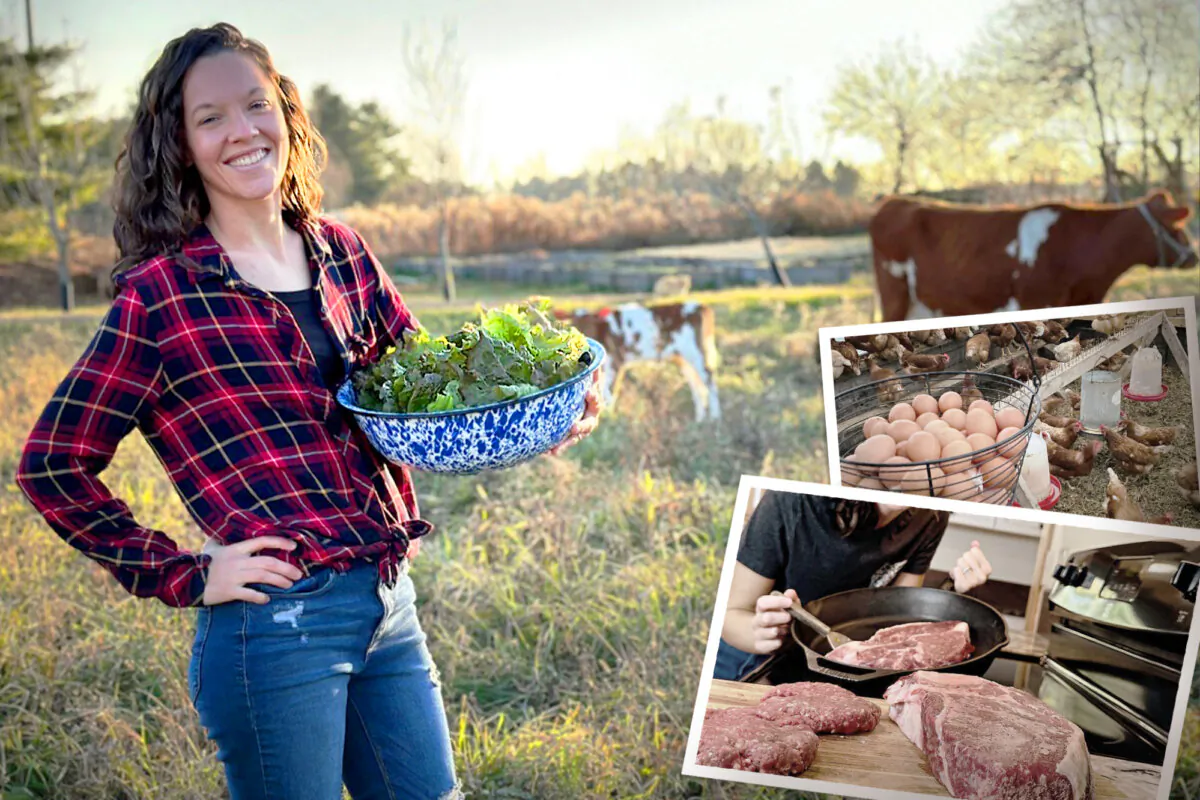 Mrs. Michelle Knox on the homestead. (Illustration by The Epoch Times, Courtesy of Michelle Knox)