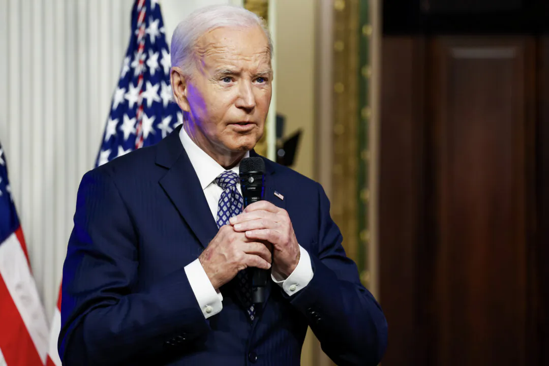 President Joe Biden speaks to participants of the White House Creator Economy Conference in the Indian Treaty Room in the Eisenhower Executive Office Building in Washington, on Aug. 14, 2024. (Anna Moneymaker/Getty Images)